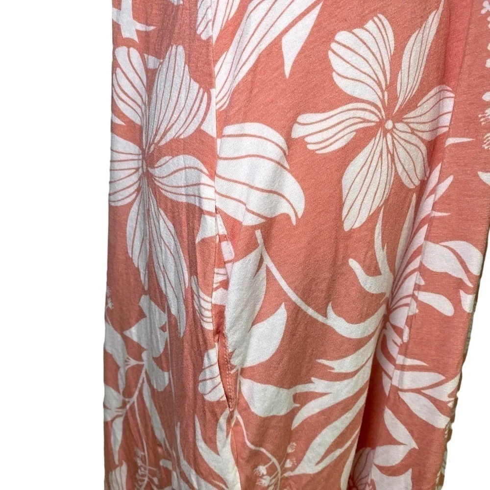 Viamor Peach Floral Short Sleeve Midi Dress with Pockets - Picture 5 of 14